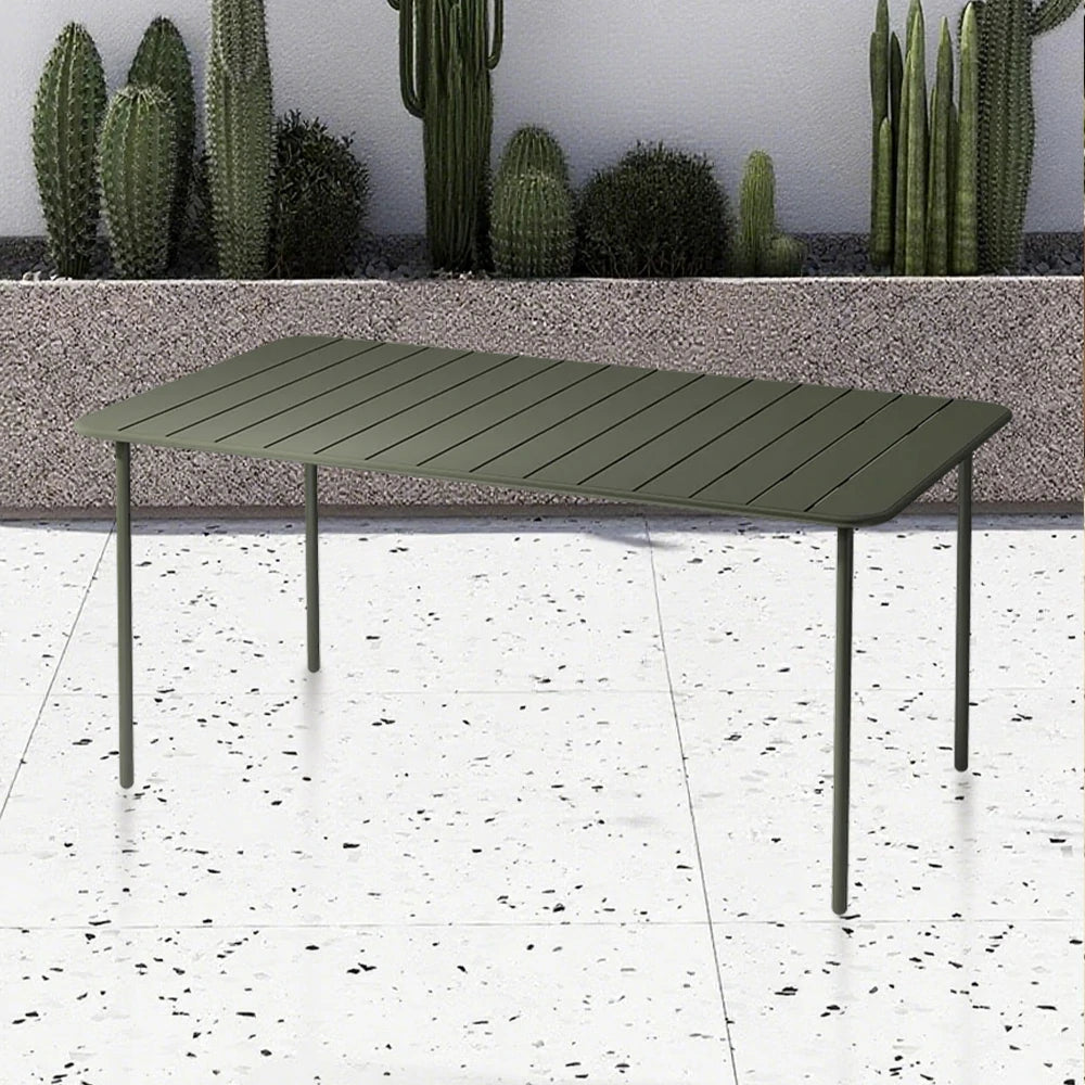 SOLARA 60/70/120/160cm Green Square Iron Table, Durable Metal Build for Patio, Balcony, or Garden Use