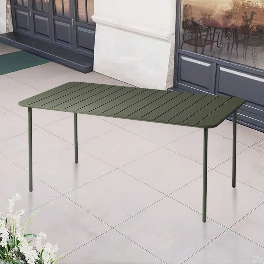 SOLARA 60/70/120/160cm Green Square Iron Table, Durable Metal Build for Patio, Balcony, or Garden Use