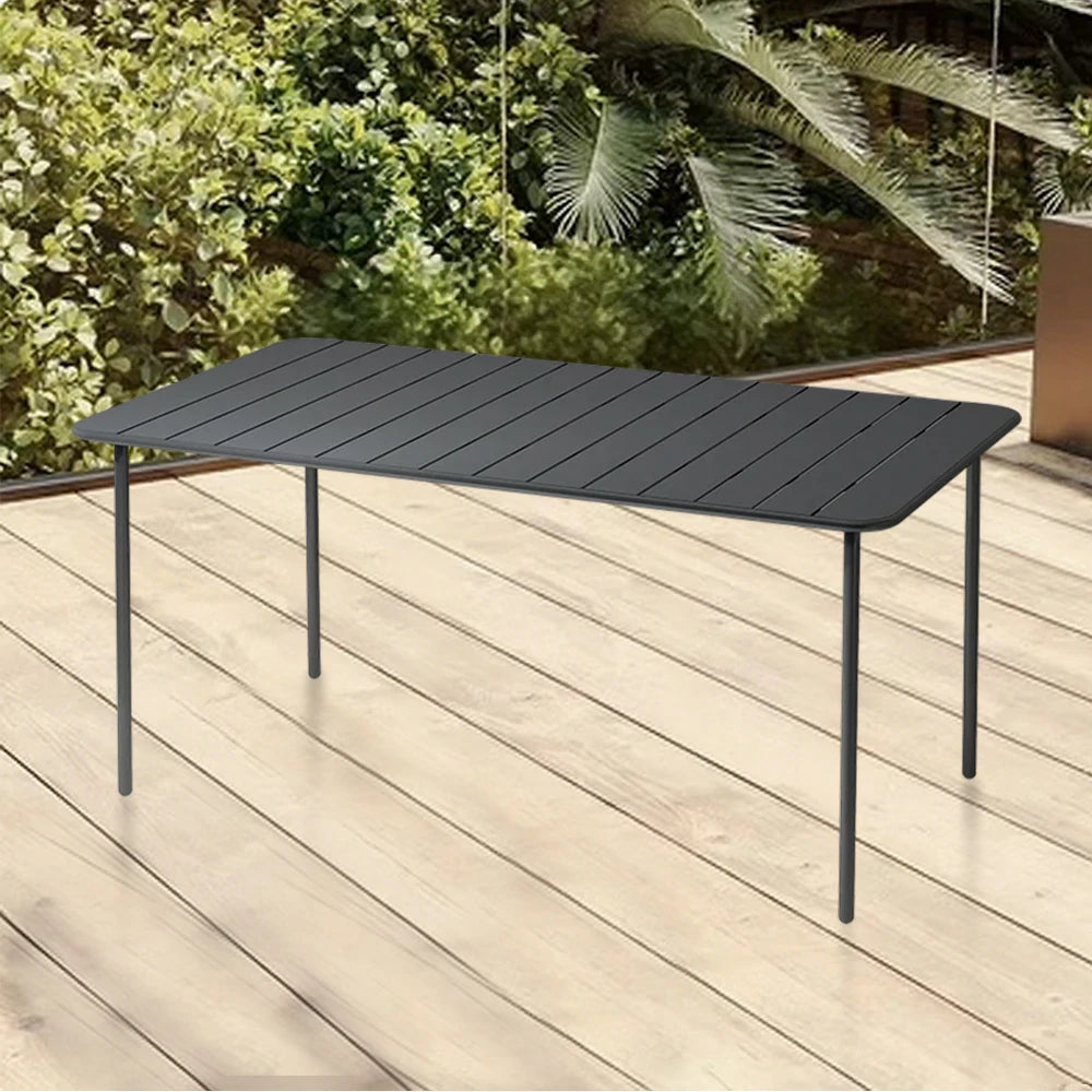 SOLARA 60/70/120/160cm Gray Square Iron Table, Durable Metal Build for Patio, Balcony, or Garden Use