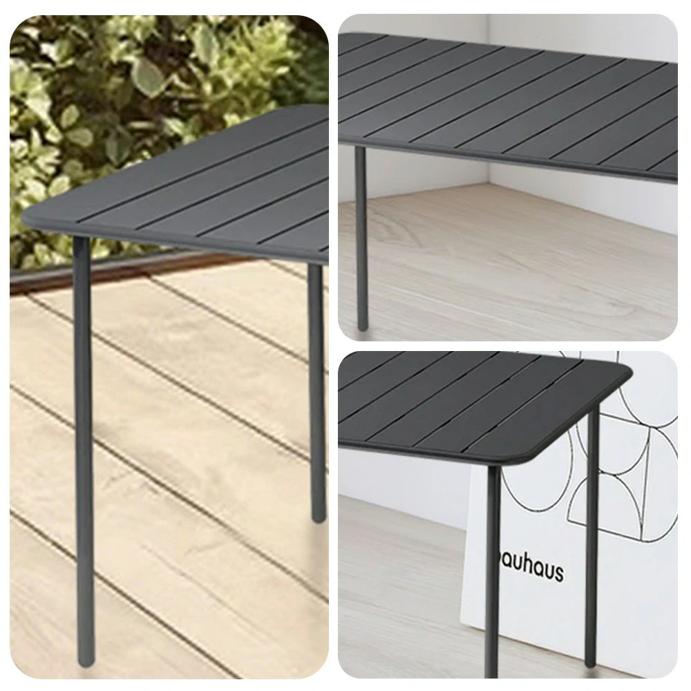 SOLARA 60/70/120/160cm Gray Square Iron Table, Durable Metal Build for Patio, Balcony, or Garden Use