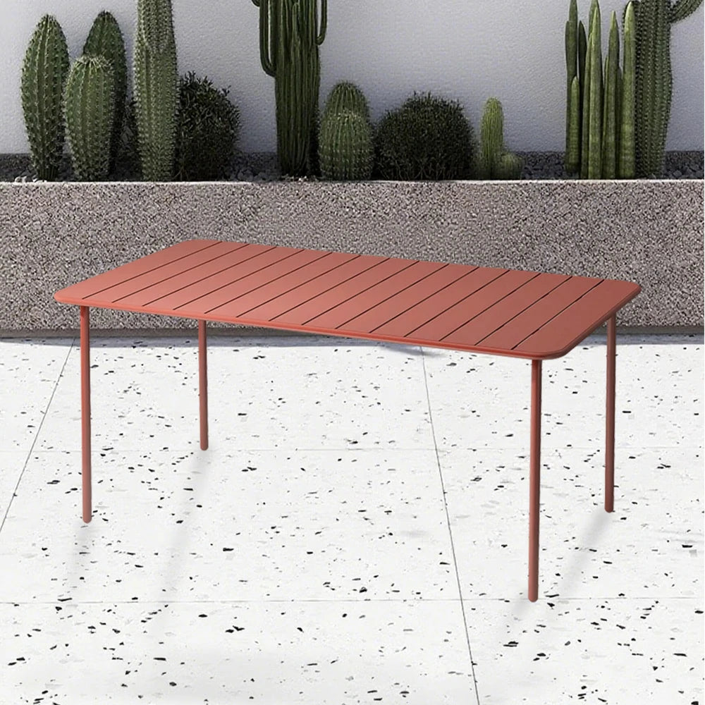SOLARA 60/70/120/160cm Orange Square Iron Table, Durable Metal Build for Patio, Balcony, or Garden Use