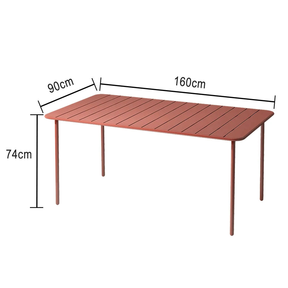 SOLARA 60/70/120/160cm Orange Square Iron Table, Durable Metal Build for Patio, Balcony, or Garden Use