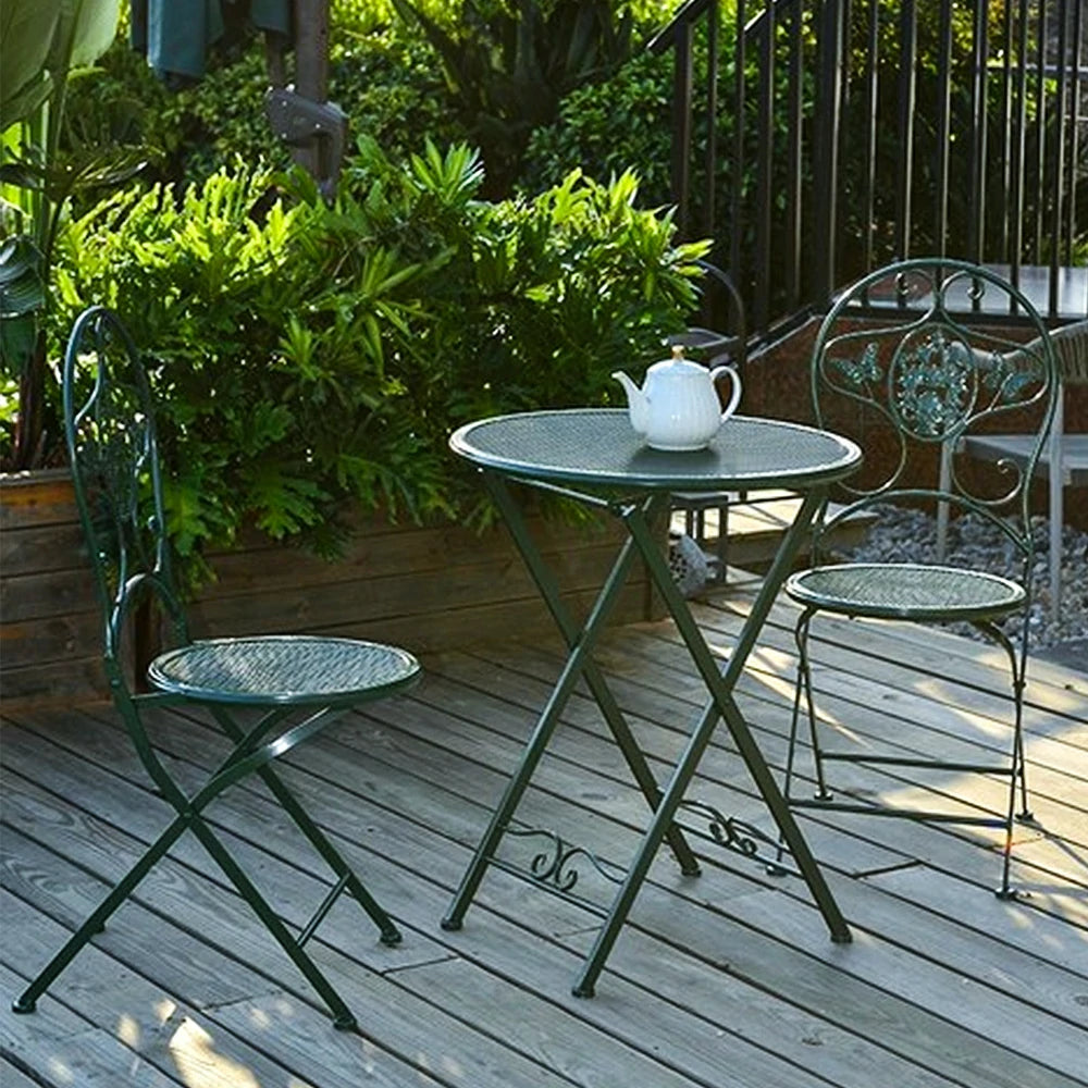 SOLARA 3-Piece Foldable Outdoor Dining Set, 1 Table & 2 Chairs - Army Green