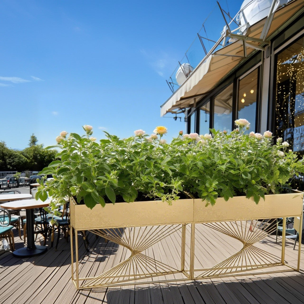 SOLARA ZFL01 Minimalist Style 120cm Modular Gold/Black/White Metal Planter with Partition FunctionSaving for Outdoor Use