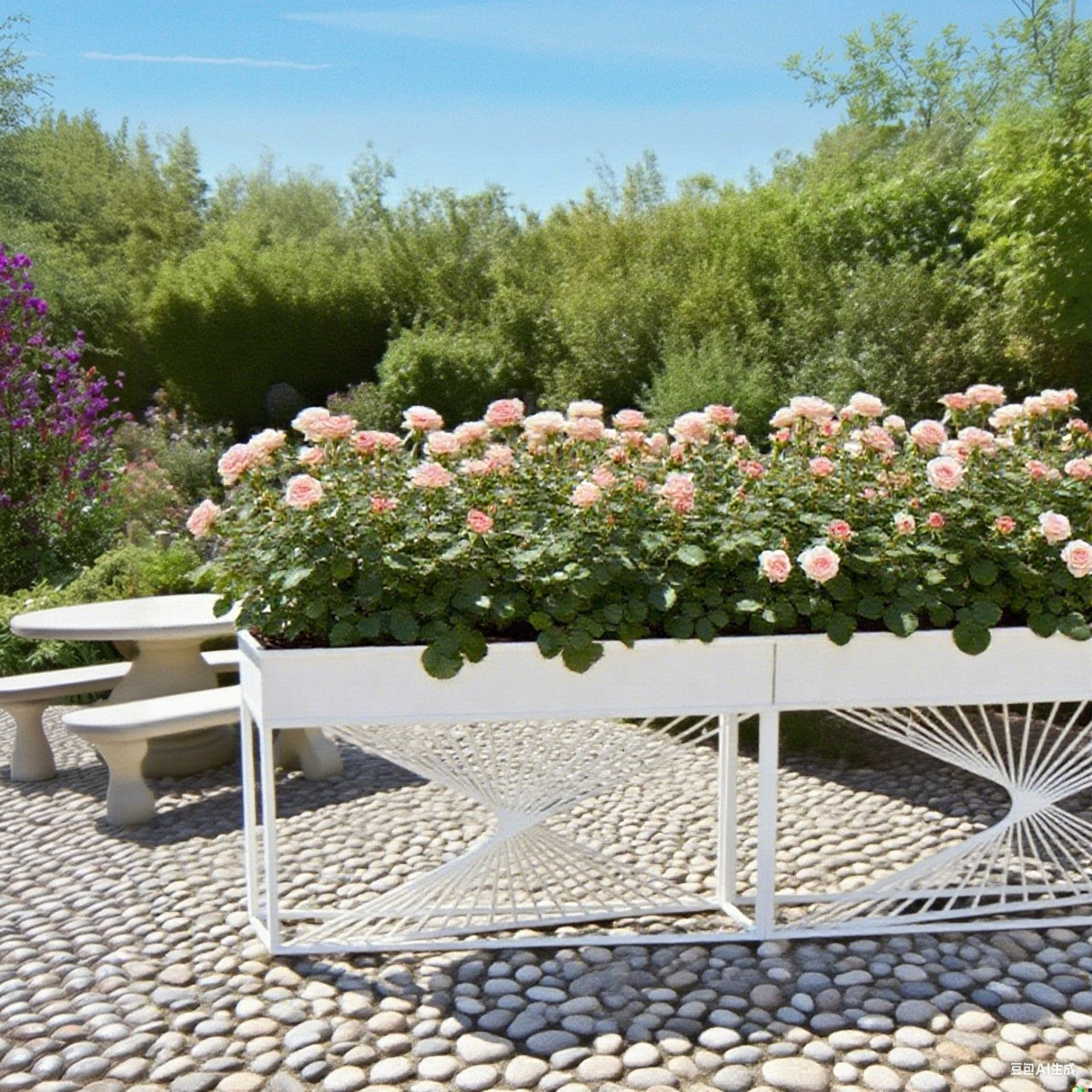 SOLARA ZFL02 Minimalist Style 140cm Modular White/Gold/Black Metal Planter with Partition FunctionSaving for Outdoor Use