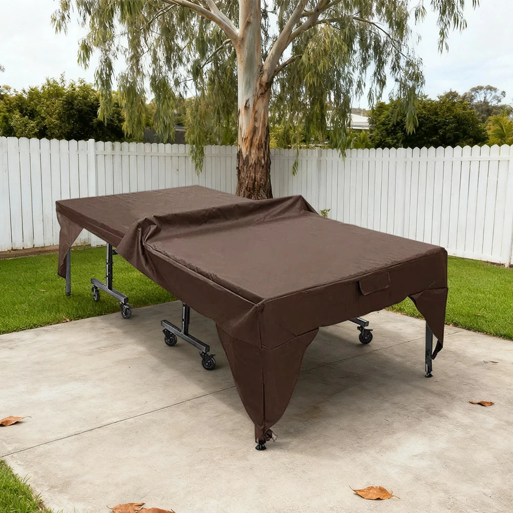ARIX Table Tennis Table Cover - 190T / 210D / 600D Waterproof Oxford Fabric, UV-Resistant, Dustproof, and Durable Suitable for Indoor and Outdoor Use - Coffee