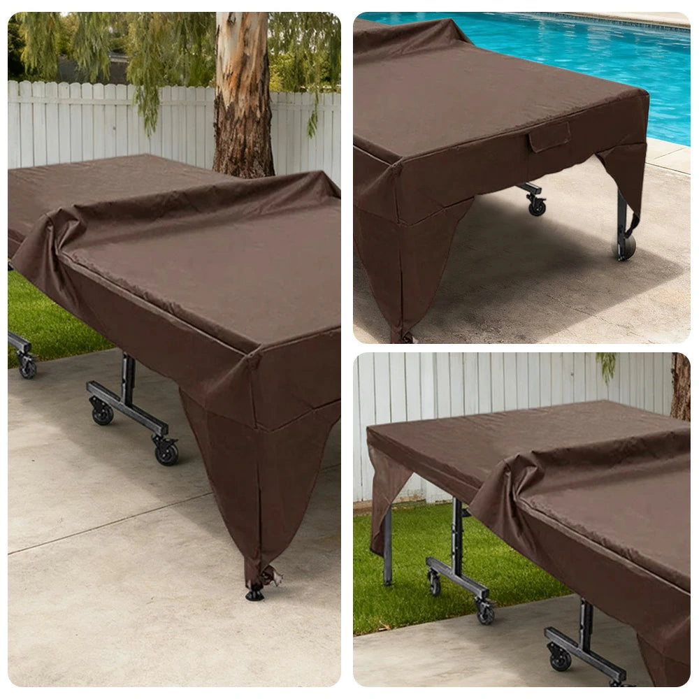 ARIX Table Tennis Table Cover - 190T / 210D / 600D Waterproof Oxford Fabric, UV-Resistant, Dustproof, and Durable Suitable for Indoor and Outdoor Use - Coffee