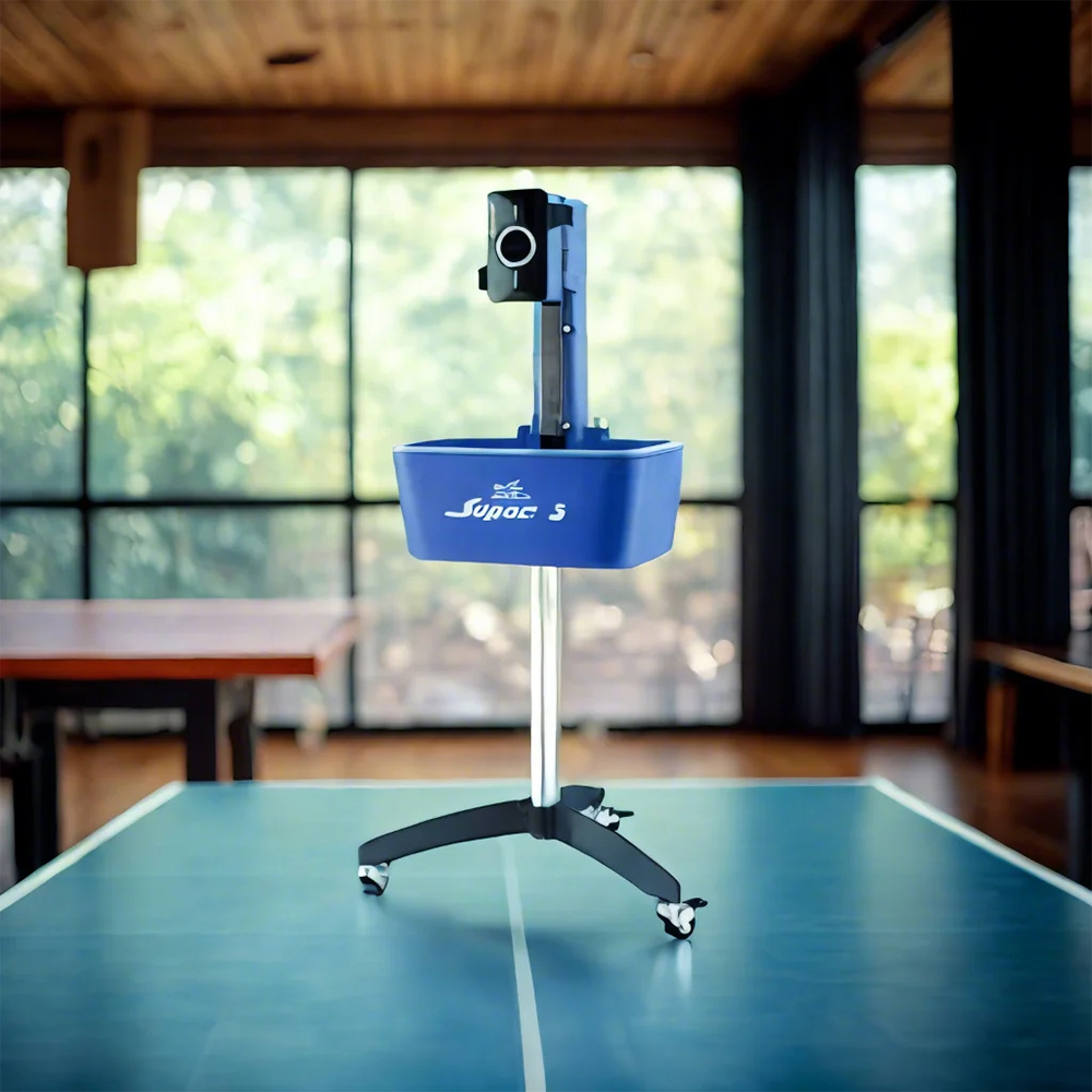 DOUBLE FISH Super 3 Plus Standing Intelligent Technology Table Tennis Serve Machine -Grey&Blue
