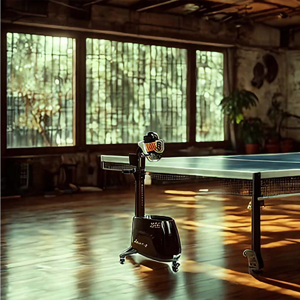 DOUBLE FISH Super 5 Vertical Intelligent Technology Table Tennis Serving Machine -Black&Blue