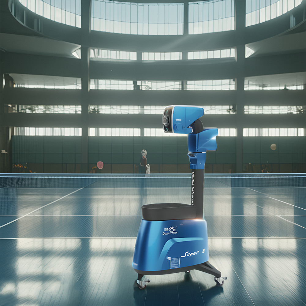 DOUBLE FISH Super 8 Vertical Intelligent Technology Table Tennis Ball Serving Machine-Blue&Black