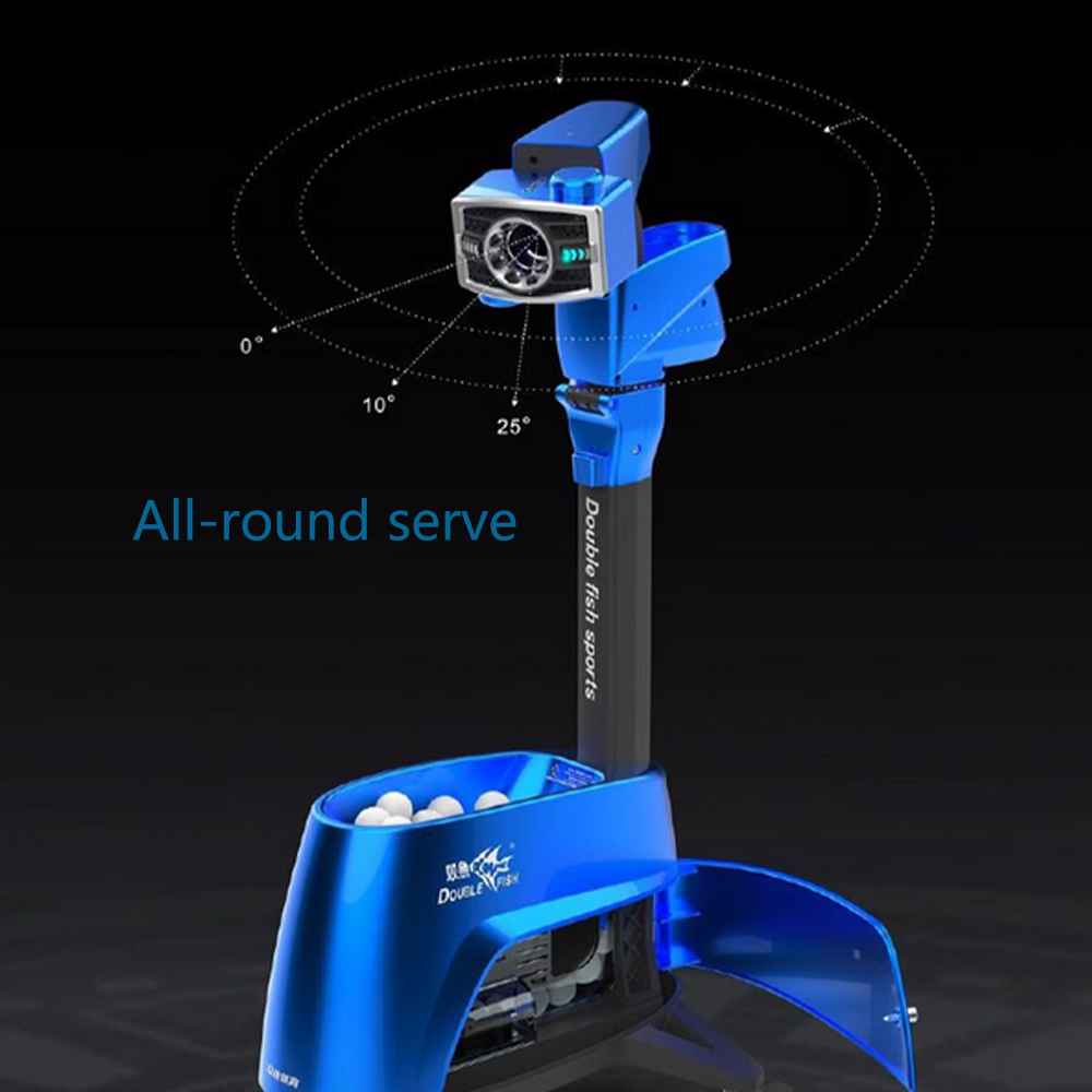 DOUBLE FISH Super 8 Vertical Intelligent Technology Table Tennis Ball Serving Machine-Blue&Black