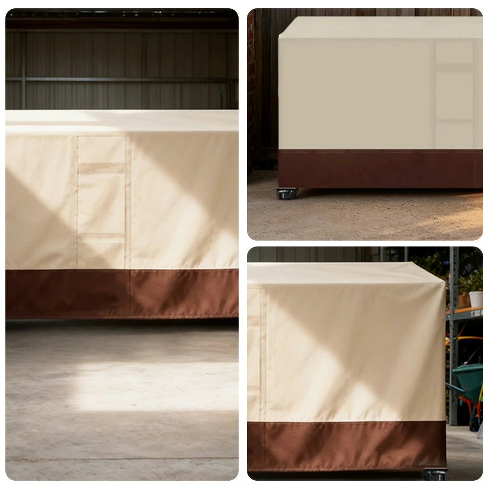 ARIX Table Tennis Table Cover - Waterproof Oxford Fabric with Drawstring, UV-Resistant and Dustproof, Suitable for Indoor and Outdoor Use - Beige & Coffee