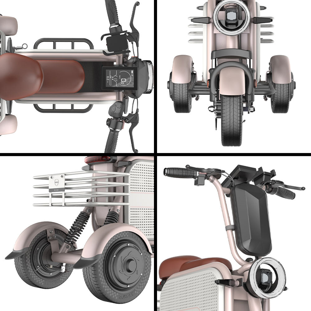 YIDI DDU10S 1000W 48V 10Ah/15Ah 11-inch Lithium Battery Dual Drive Foldable Black & Pink/Black & White High Carbon Steel Electric Scooter Drum Brake