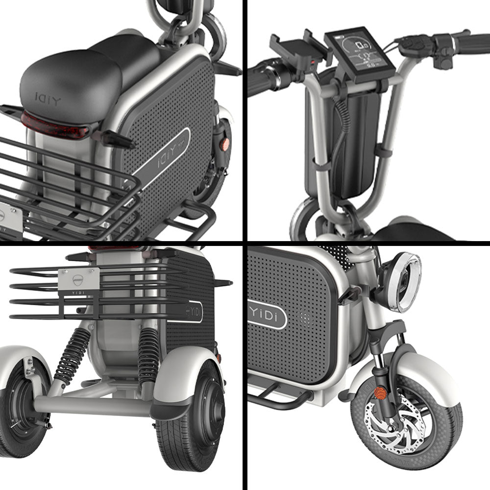 YIDI DDU10S 500W 48V 10Ah/15Ah 11-inch Lithium Battery Foldable Black & White/Black & Pink High Carbon Steel Electric Scooter Drum Brake