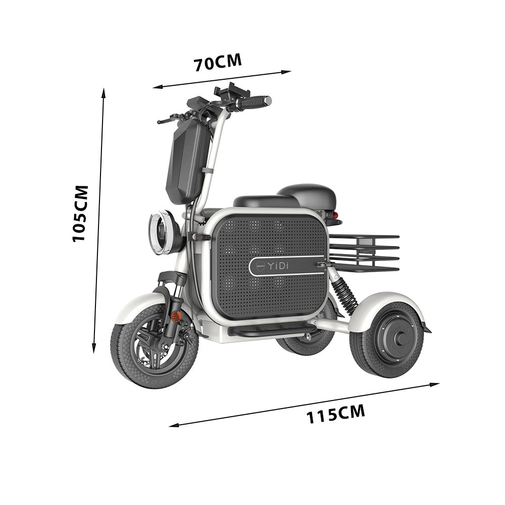 YIDI DDU10S 500W 48V 10Ah/15Ah 11-inch Lithium Battery Foldable Black & White/Black & Pink High Carbon Steel Electric Scooter Drum Brake