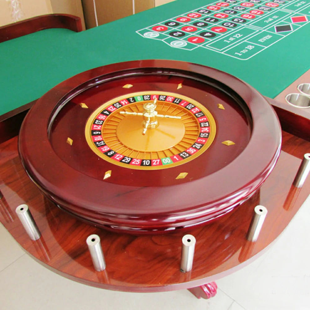 VERSA 240/260cm Length Roulette Table W/ Roulette Wheel Home Game Rooms Private Events - Red&Green