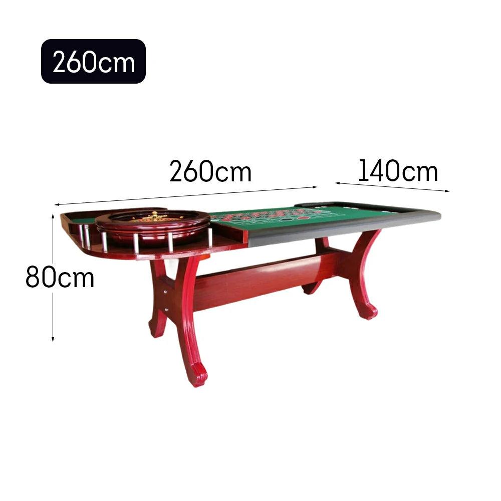 VERSA 240/260cm Length Roulette Table W/ Roulette Wheel Home Game Rooms Private Events - Red&Green