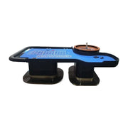 VERSA 240cm Length Roulette Table W/ a 20-inch Roulette Wheel Home Game Rooms Private Events - Blue&Black