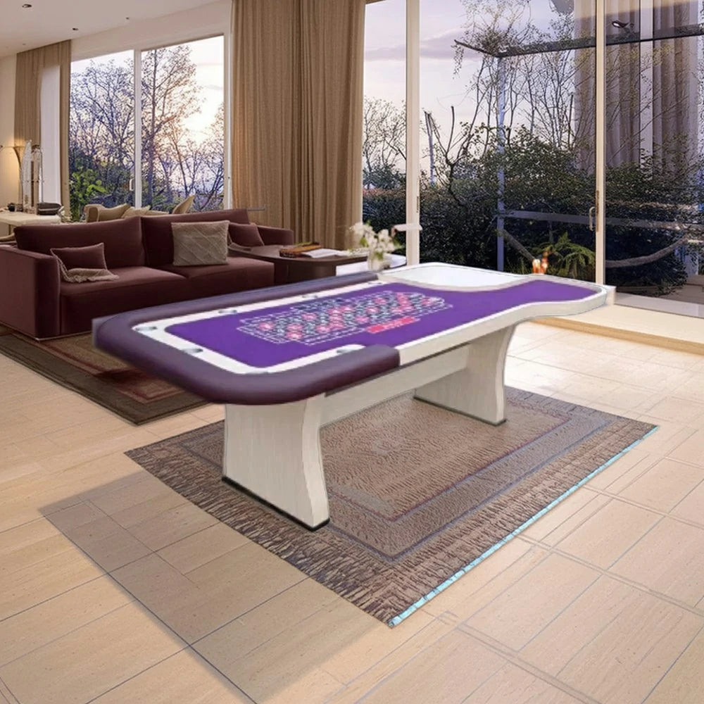 VERSA 240cm Length  Roulette Table W/ a 20-inch Roulette Wheel Home Game Rooms Private Events - Purple&White