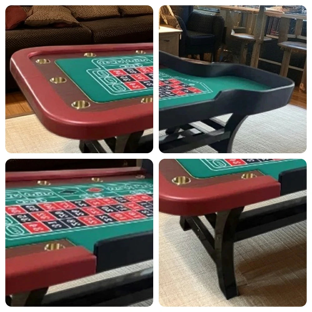 VERSA 240cm Length  Roulette Table W/ a 20-inch Roulette Wheel Home Game Rooms Private Events - Red&Black