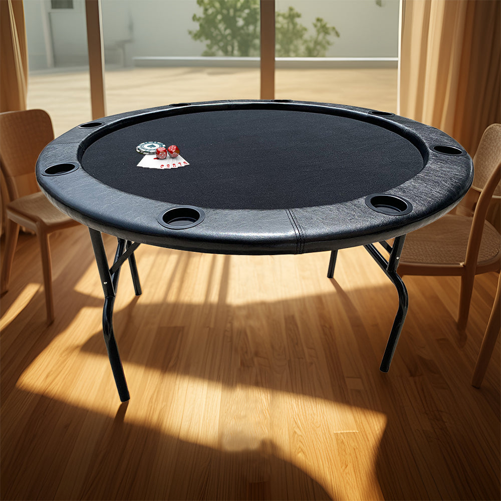 VERSA PK002 4FT MDF Foldable Round Poker Table 8 Players Gaming Game Room