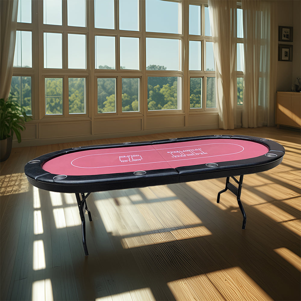 VERSA PK017 7 MDF Foldable Poker Table 10 Players Game Room - Red
