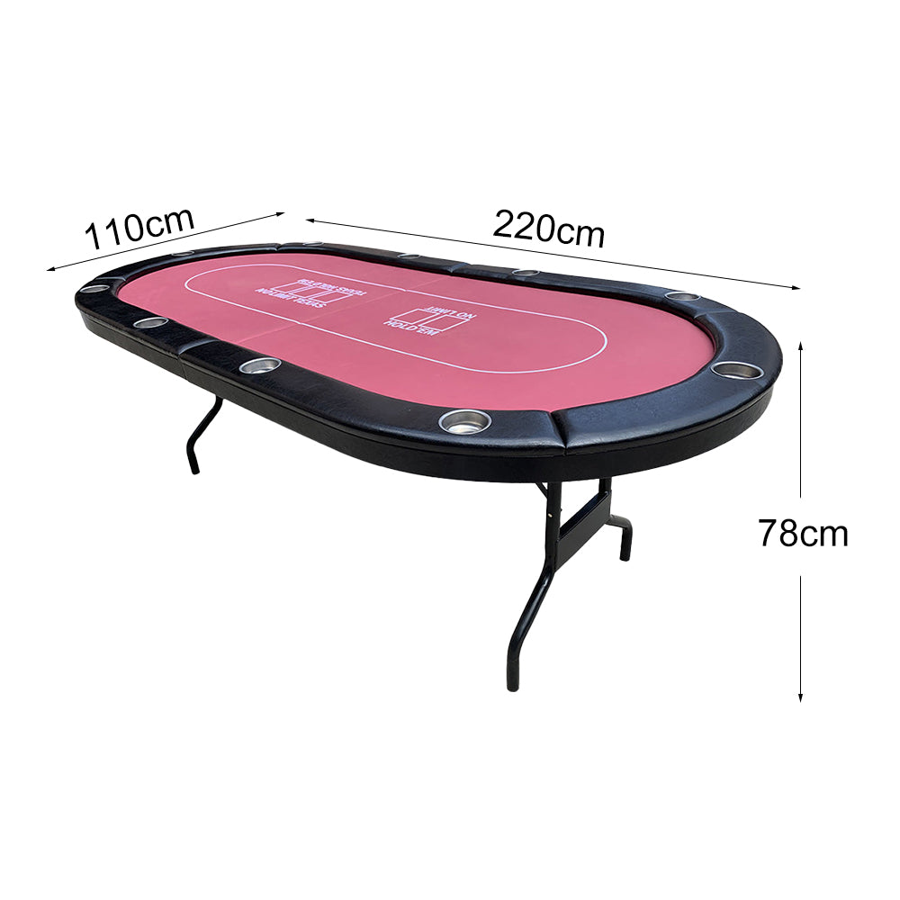 VERSA PK017 7 MDF Foldable Poker Table 10 Players Game Room - Red