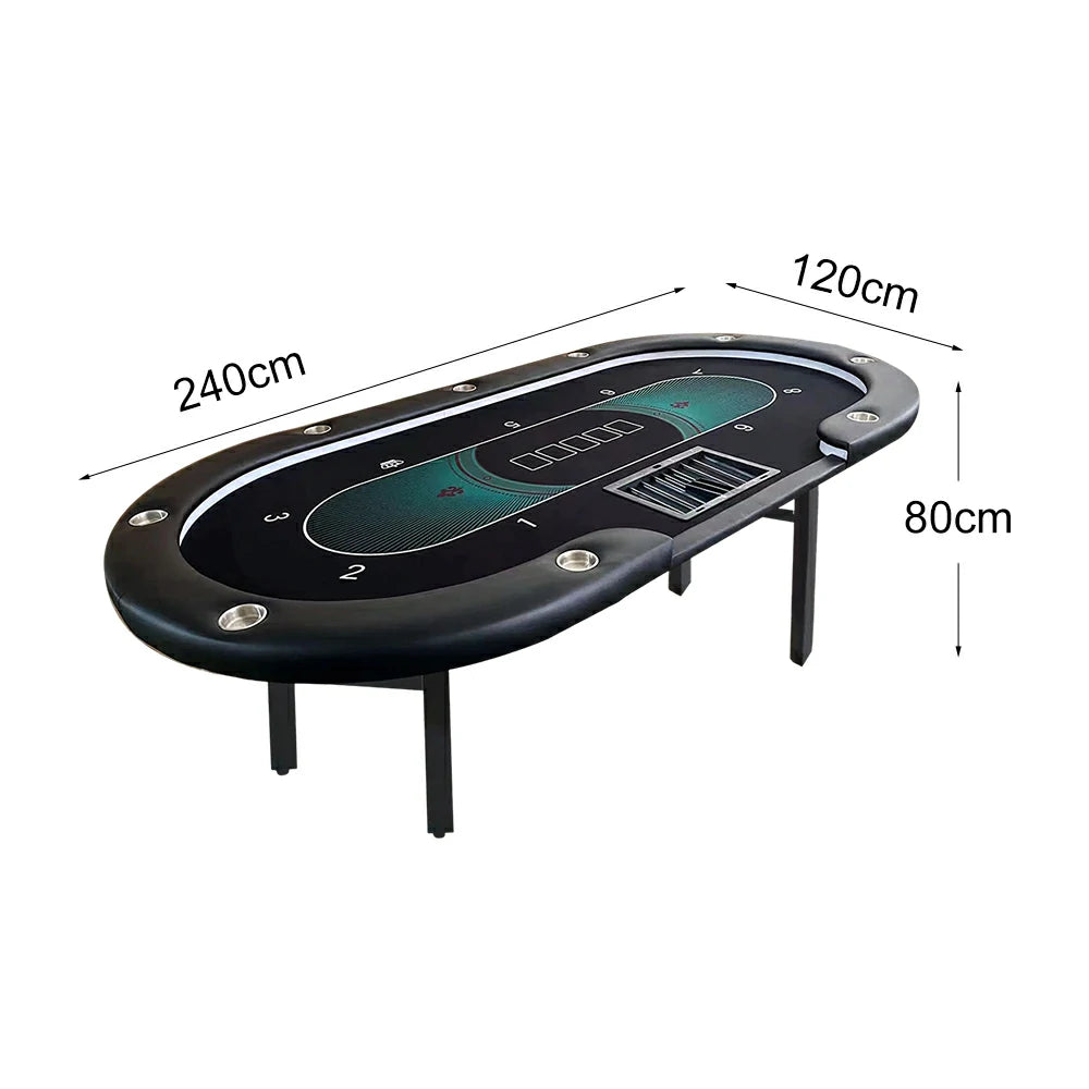 VERSA Foldable Poker Table with LED Lights - 213/240/260cm - Premium Home Game Edition, Multi-Player Layout - Blue&Black