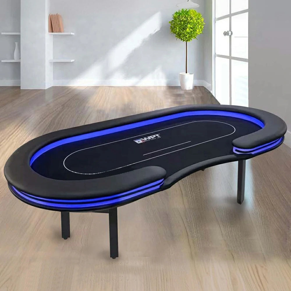 VERSA Foldable Poker Table with LED Lights - 213/240/260cm - Premium Home Game Edition, Multi-Player Layout - Purple & Black