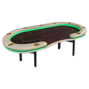 VERSA Foldable Poker Table with LED Lights - 213/240/260cm - Premium Home Game Edition, Multi-Player Layout - Green & Grey