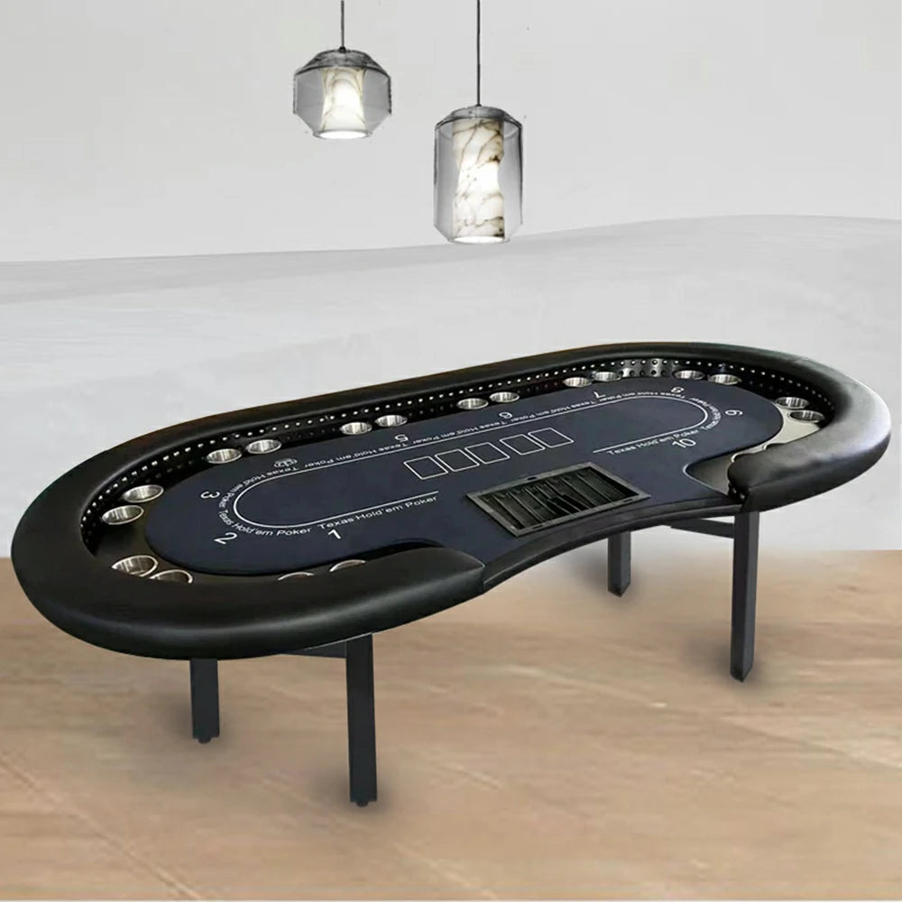 VERSA Foldable Poker Table with LED Lights - 240/260cm - Premium Home Game Edition, Multi-Player Layout - Black