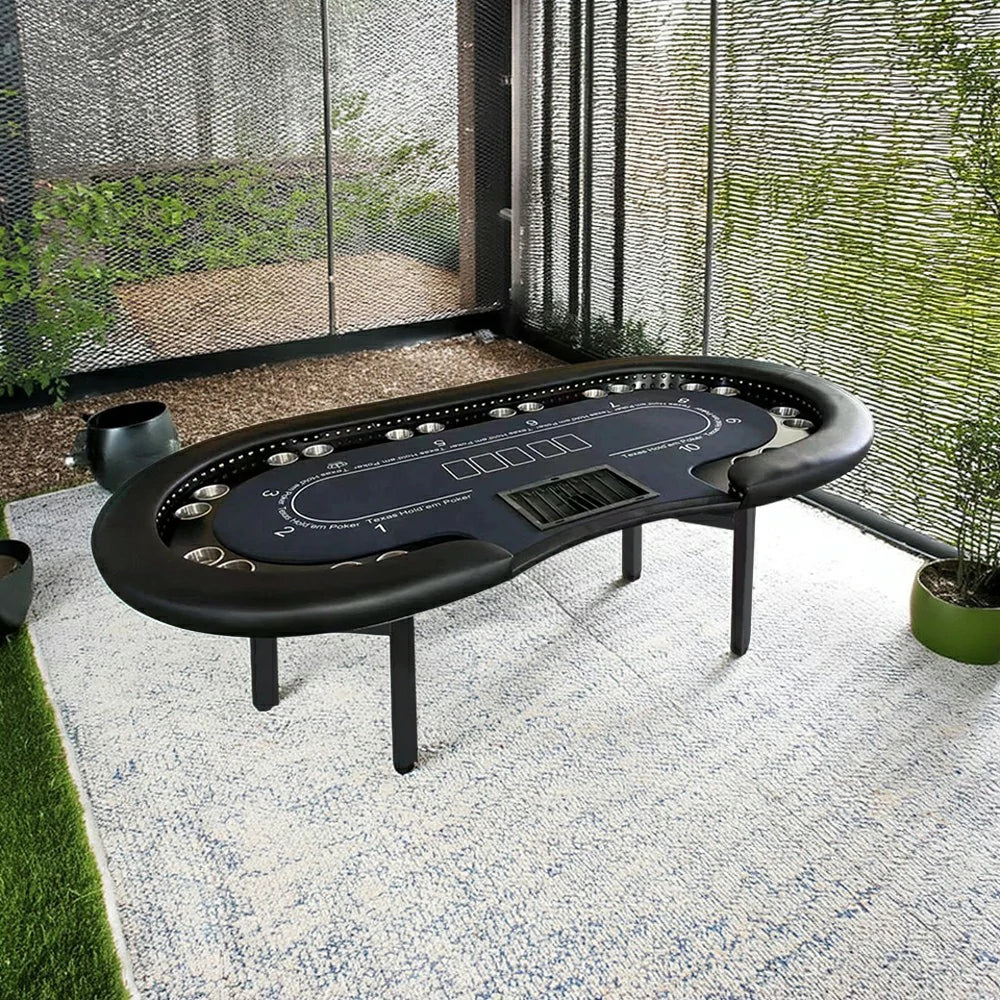 VERSA Foldable Poker Table with LED Lights - 240/260cm - Premium Home Game Edition, Multi-Player Layout - Black