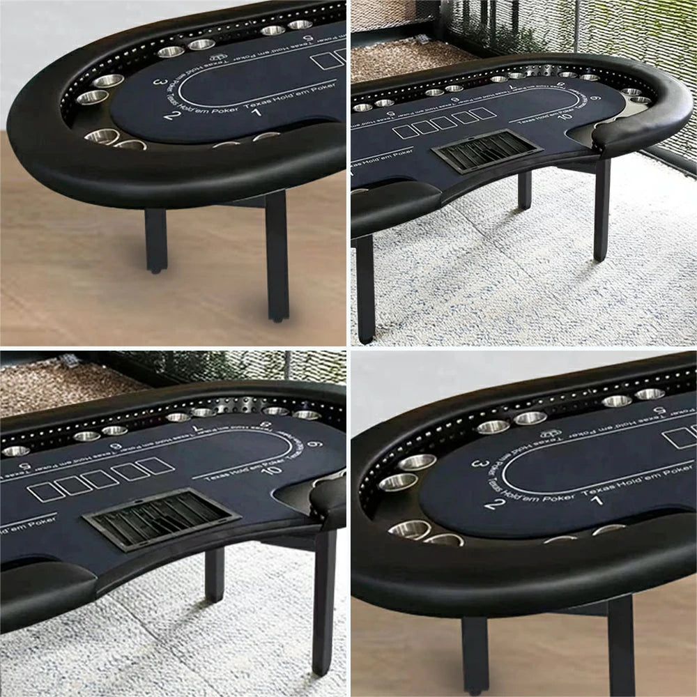 VERSA Foldable Poker Table with LED Lights - 240/260cm - Premium Home Game Edition, Multi-Player Layout - Black