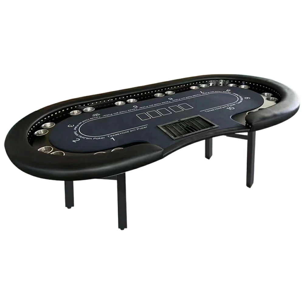 VERSA Foldable Poker Table with LED Lights - 240/260cm - Premium Home Game Edition, Multi-Player Layout - Black