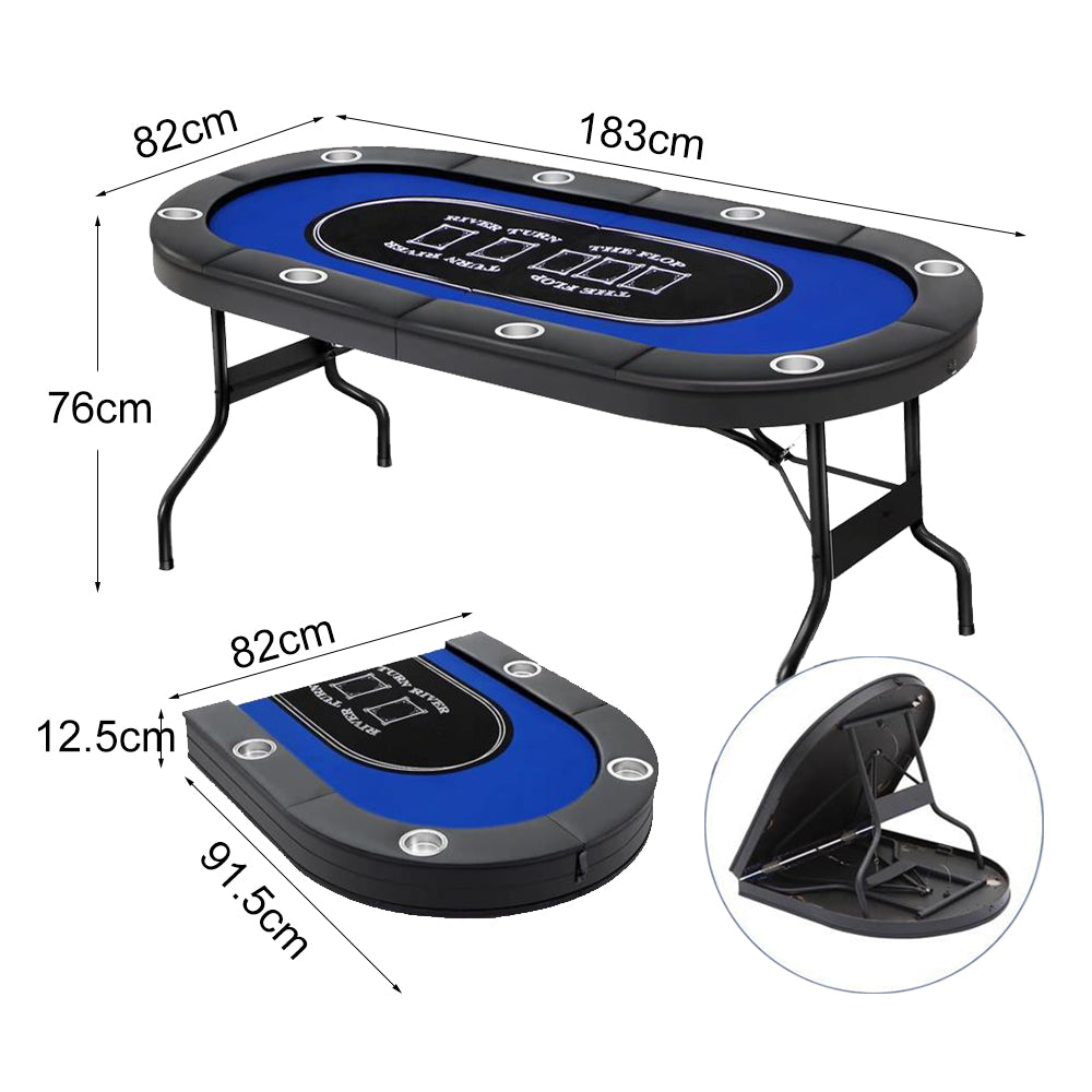 VERSA 6FT MDF Foldable Poker Table 8 Players Gaming Game Room