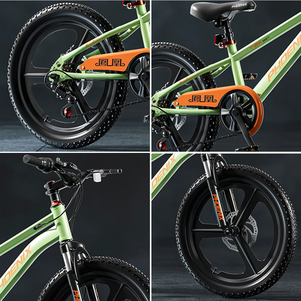 VOLTUS 18/20/22 Kids' Bike - Gear & Single-Speed Options, Integrated Wheels - Green
