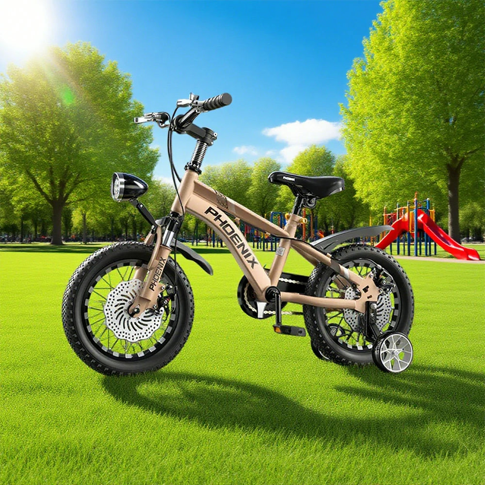 VOLTUS 14/18/22 Inch Children's Bicycle Foot Support & Training Wheels CNC Double-Layer Knife Ring - Golden