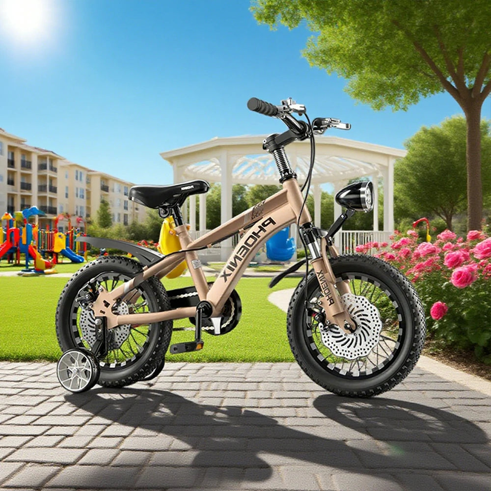 VOLTUS 14/18/22 Inch Children's Bicycle Foot Support & Training Wheels CNC Double-Layer Knife Ring - Golden