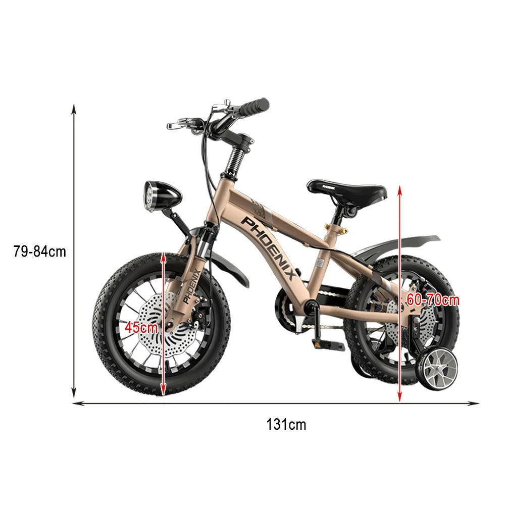 VOLTUS 14/18/22 Inch Children's Bicycle Foot Support & Training Wheels CNC Double-Layer Knife Ring - Golden