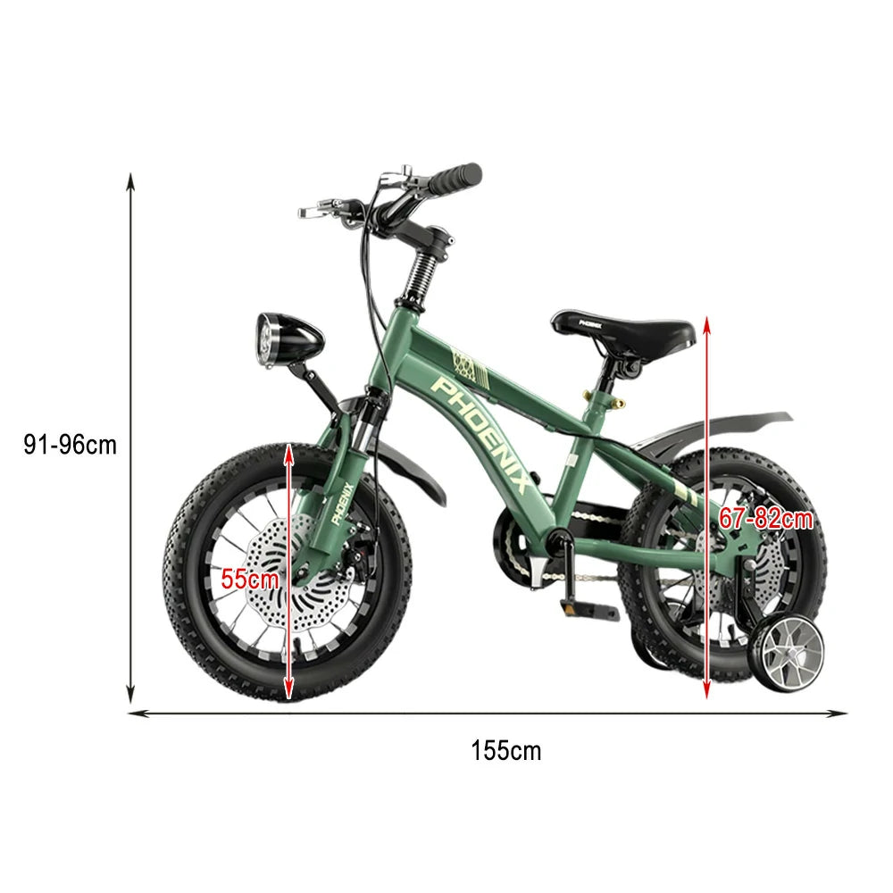 VOLTUS 14/18/22 Inch Children's Bicycle Foot Support & Training Wheels CNC Double-Layer Knife Ring - Green