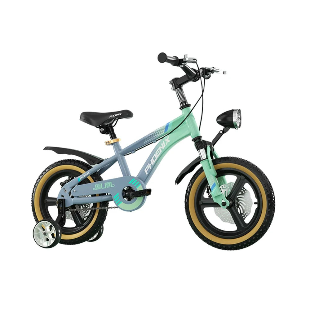 VOLTUS 14/18/22 Inch Children's Bicycle Foot Support & Training Wheels Magnesium Alloy Integrated Wheel - Grey&Green