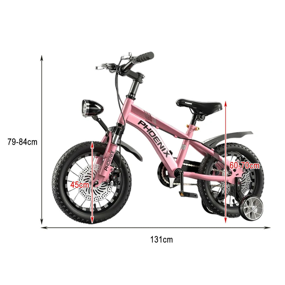 VOLTUS 14/18/22 Inch Children's Bicycle Foot Support & Training Wheels CNC Double-Layer Knife Ring - Pink