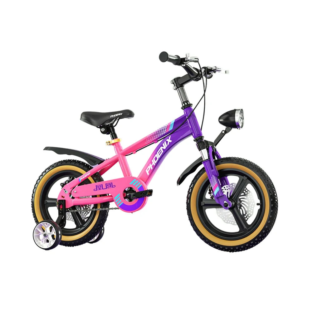 VOLTUS 14/18/22 Inch Children's Bicycle Foot Support & Training Wheels Magnesium Alloy Integrated Wheel - Pink&Purple