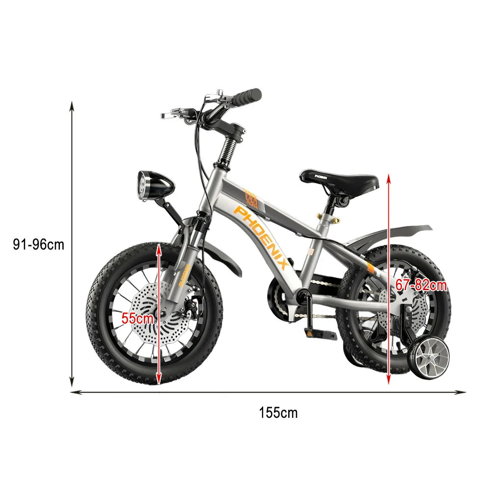 VOLTUS 14/18/22 Inch Children's Bicycle Foot Support & Training Wheels CNC Double-Layer Knife Ring - Silvery