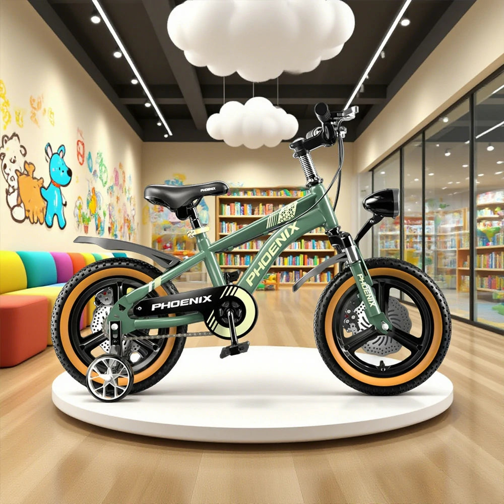 VOLTUS 14/18/22 Inch Children's Bicycle Foot Support & Training Wheels Upgraded Magnesium Alloy Integrated Wheel - Green