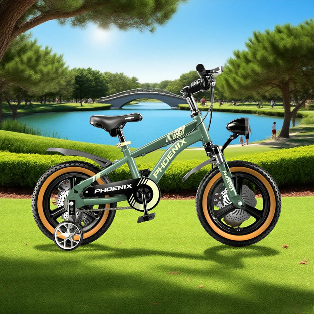 VOLTUS 14/18/22 Inch Children's Bicycle Foot Support & Training Wheels Upgraded Magnesium Alloy Integrated Wheel - Green