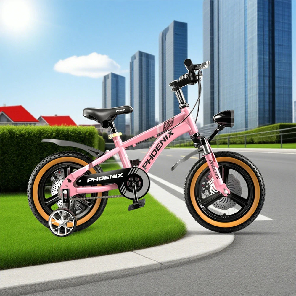 VOLTUS 14/18/22 Inch Children's Bicycle Foot Support & Training Wheels Upgraded Magnesium Alloy Integrated Wheel - Pink