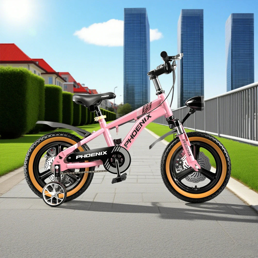 VOLTUS 14/18/22 Inch Children's Bicycle Foot Support & Training Wheels Upgraded Magnesium Alloy Integrated Wheel - Pink