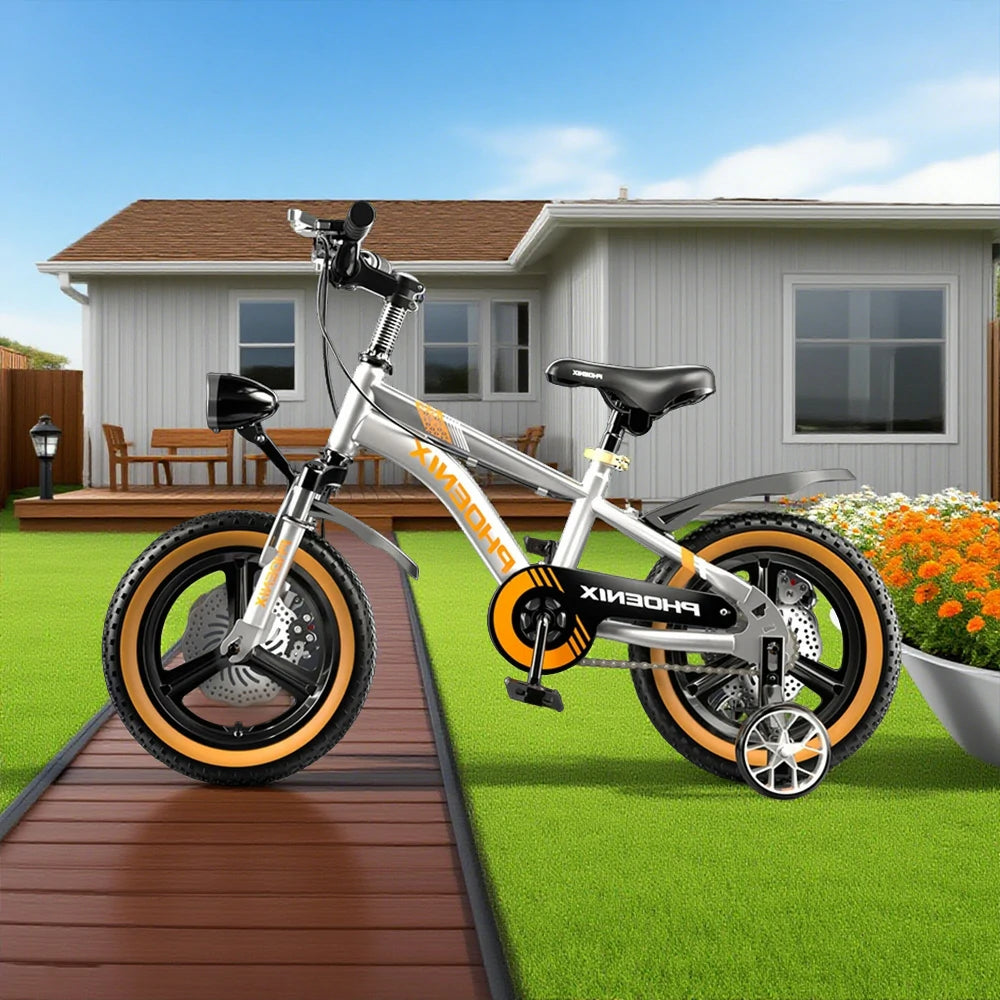 VOLTUS 14/18/22 Inch Children's Bicycle Foot Support & Training Wheels Upgraded Magnesium Alloy Integrated Wheel - Silvery