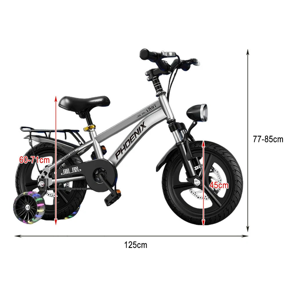 VOLTUS 18/20/22 Kids' Bike with Rear Seat – Integrated or Spoke Wheels - Silvery
